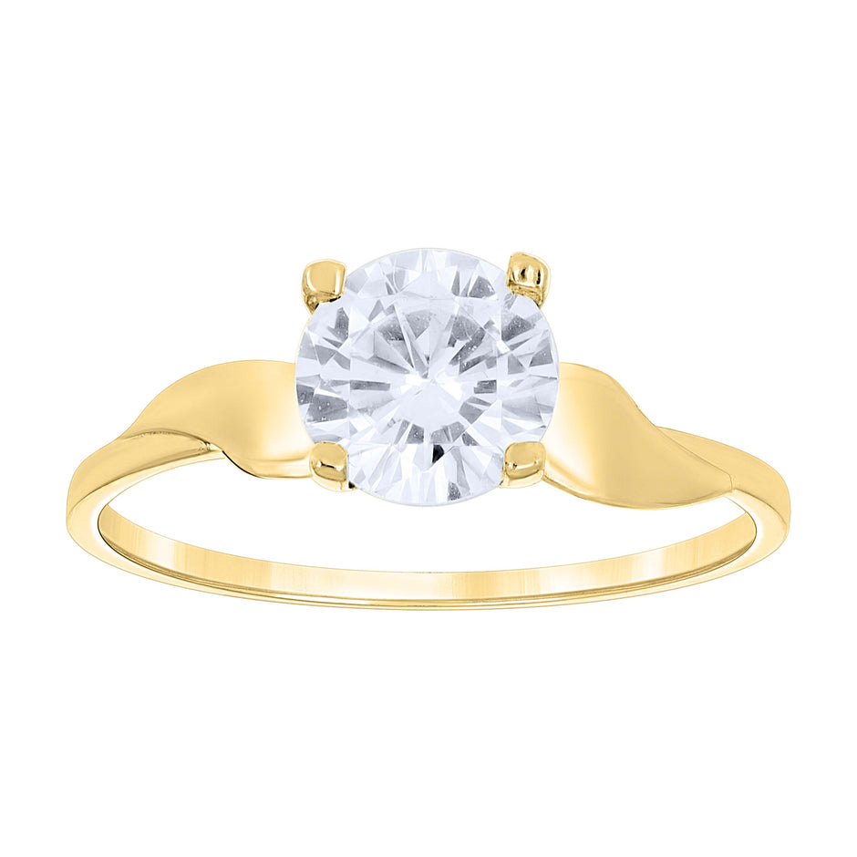 14Kt Two-Tone Gold Womens Cubic Zirconia Polished Finish Engagement Ring