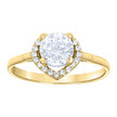14Kt Two-Tone Gold Womens Cubic Zirconia Heart Halo Engagement Ring