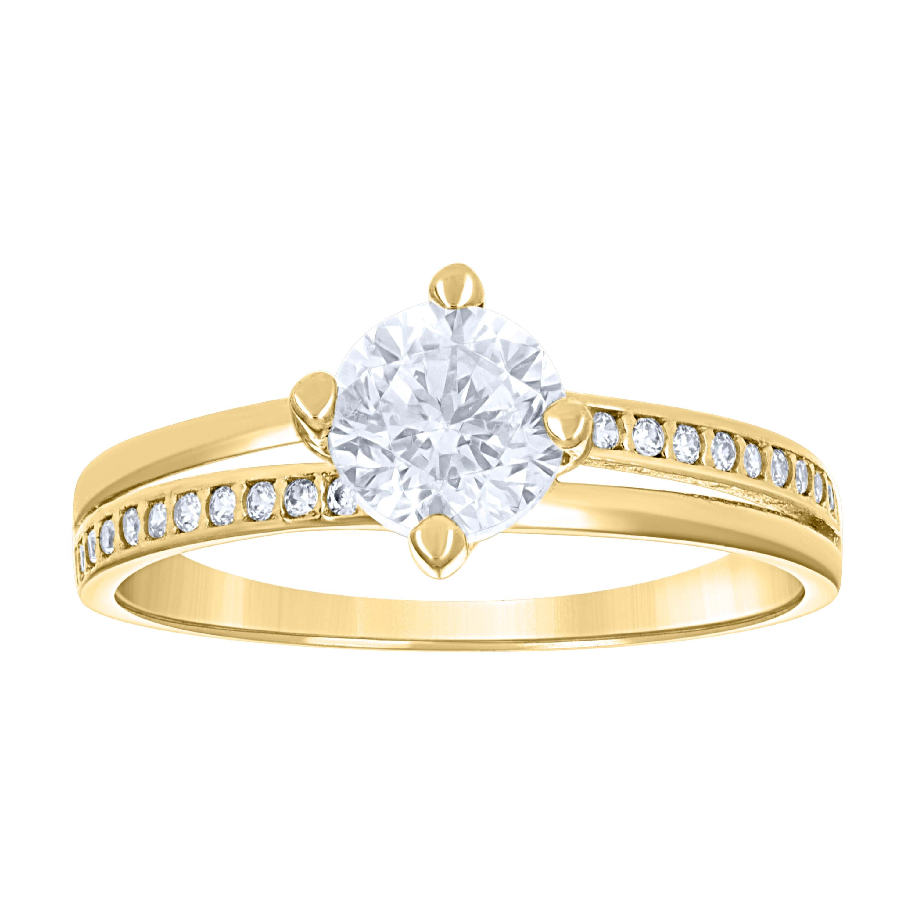 14Kt Two-Tone Gold Womens Cubic Zirconia Heart Halo Engagement Ring
