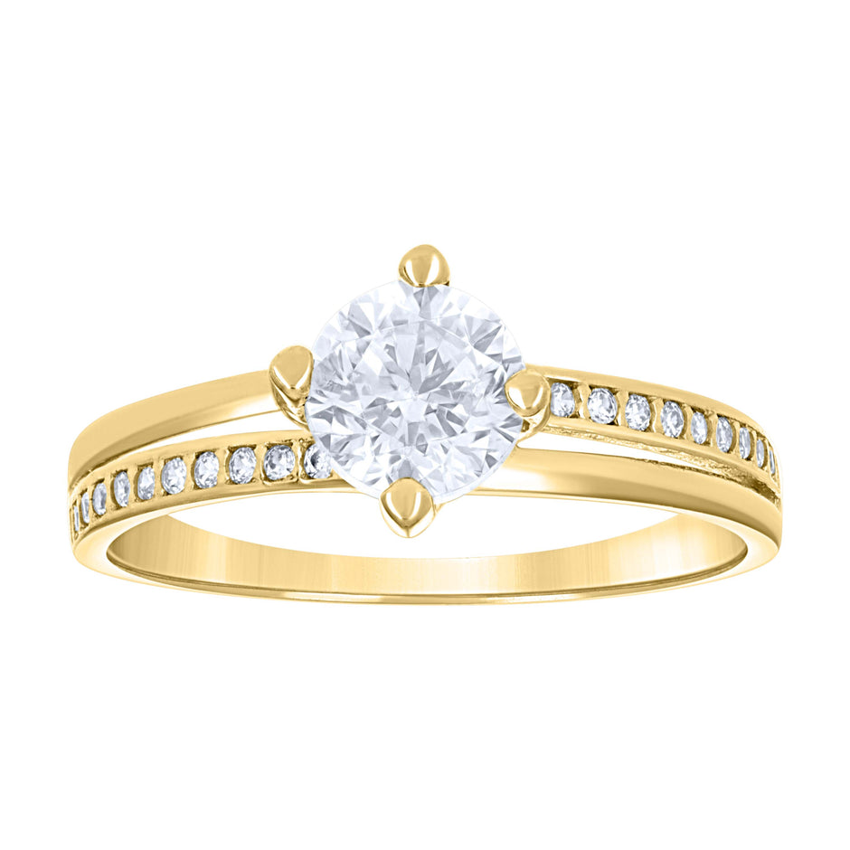 14Kt Two-Tone Gold Womens Cubic Zirconia Heart Halo Engagement Ring
