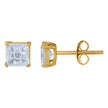 925 Sterling Silver Yellow-Tone Unisex Princess-Cut Cubic-Zirconia Square Stud Earrings 