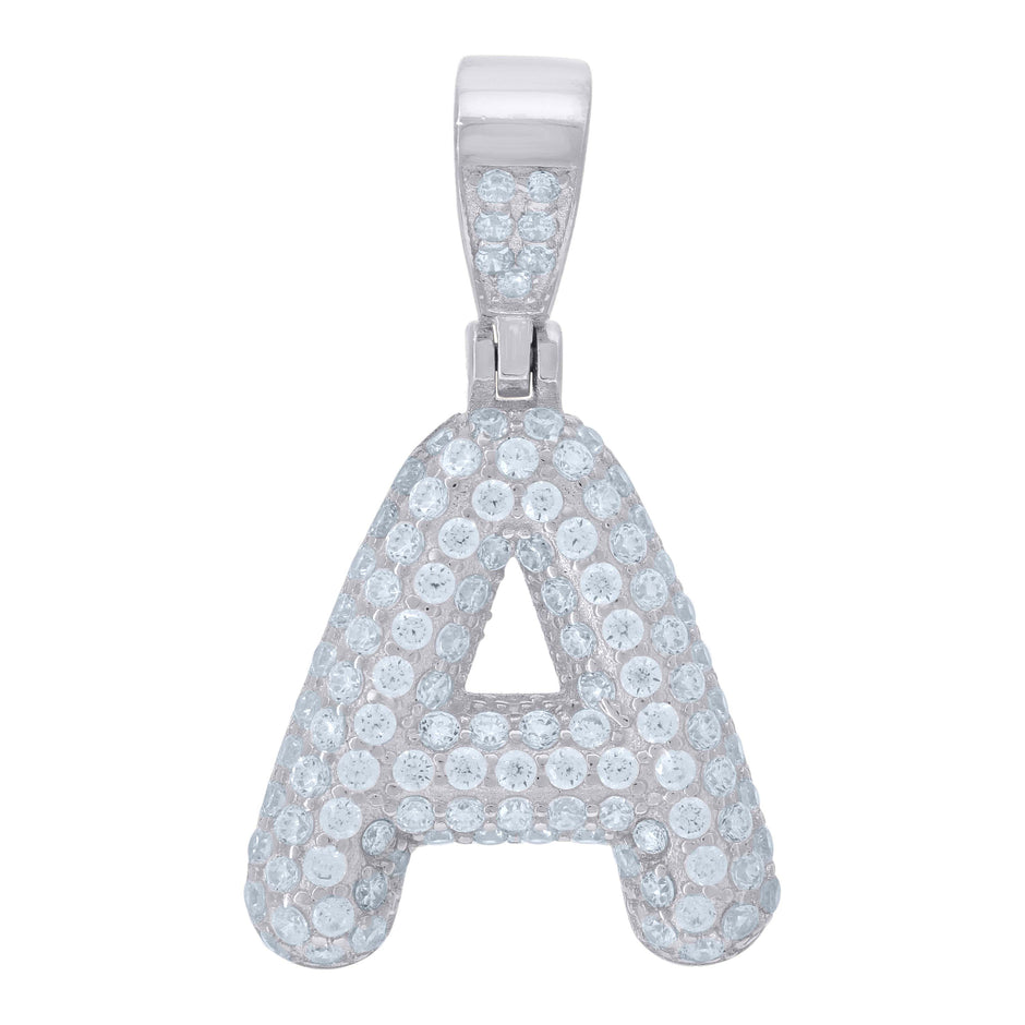 925 Sterling Silver Unisex Cz Initial Alphabet A Charm Pendant