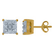 925 Sterling Silver Yellow-Tone Unisex Princess-Cut Cubic-Zirconia Square Stud Earrings 