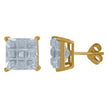 925 Sterling Silver Yellow-Tone Unisex Princess-Cut Cubic-Zirconia Square Stud Earrings 
