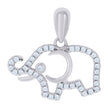 925 Sterling Silver Womens Cubic-Zirconia Elephant Animal Charm Pendant