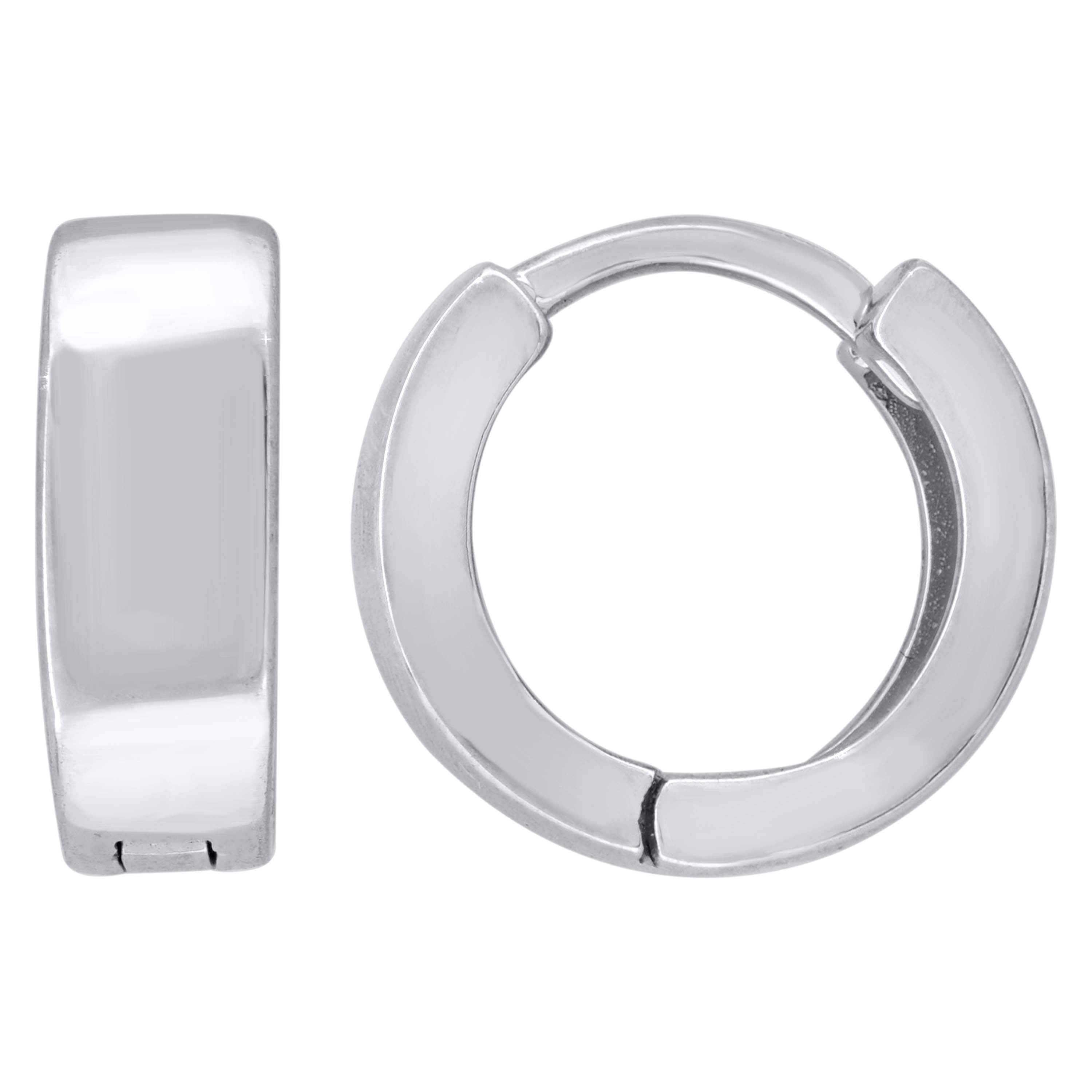 925 Sterling Silver Womens Single Row Huggie Hoop Earrings