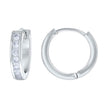 925 Sterling Silver Womens Cubic Zirconia Single Row Huggie Hoop Earrings