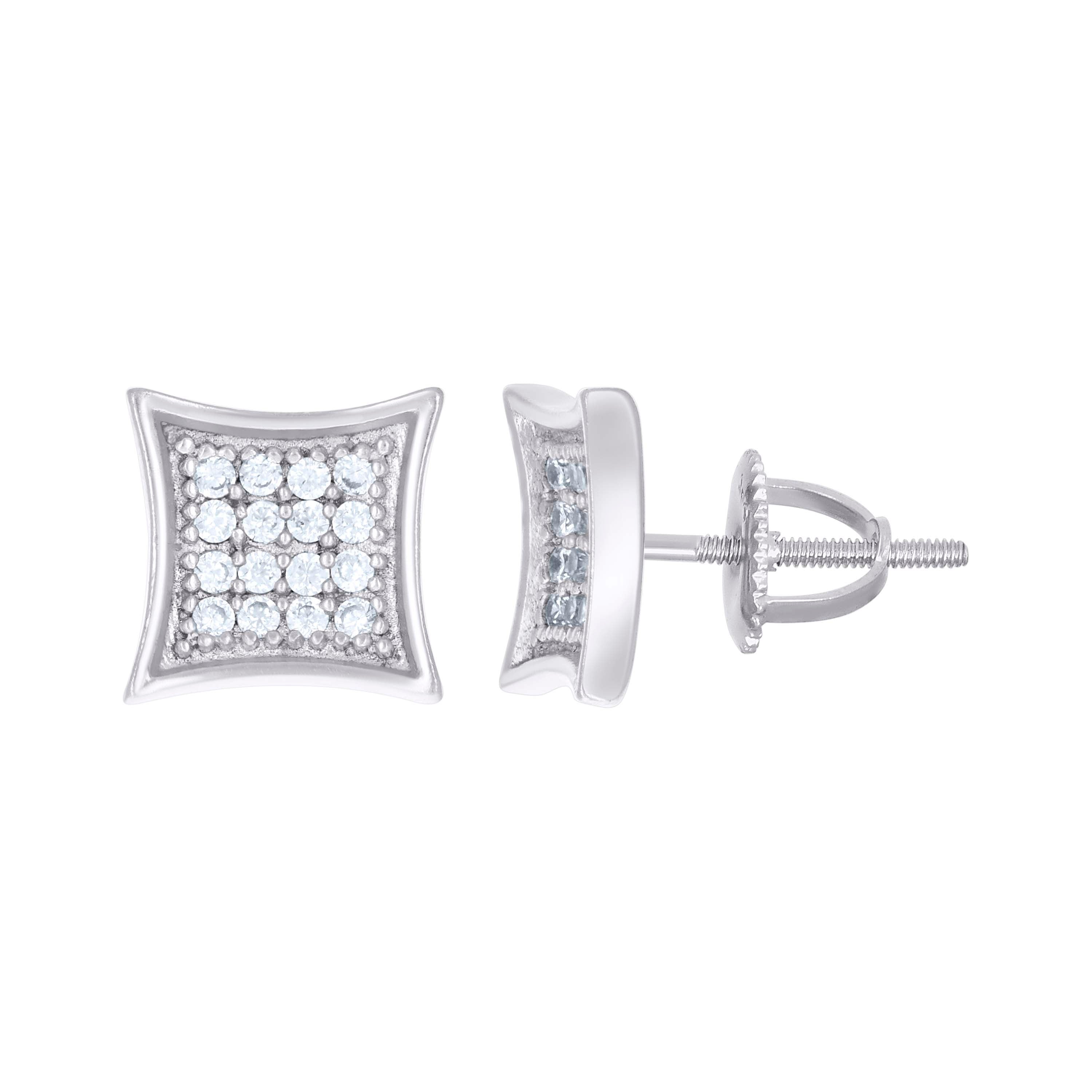 925 Sterling Silver Unisex Cubic Zirconia Kite Stud Earrings