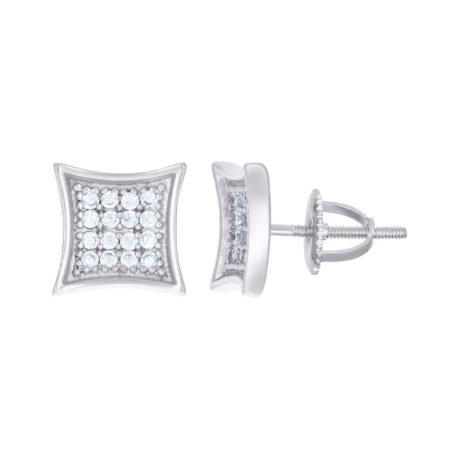 925 Sterling Silver Unisex Cubic Zirconia Kite Stud Earrings