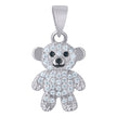 925 Sterling Silver Unisex Black Cubic-Zirconia Teddy Bear Fashion Charm Pendant