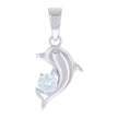 925 Sterling Silver Womens Cubic Zirconia Dolphin Charm Pendant