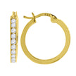 925 Sterling Silver Yellow-Tone Womens Round Cubic Zirconia Hoop Fashion Earrings
