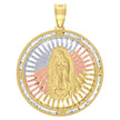 10kt Tri-Color Gold Unisex Cubic-Zirconia Diamond-Cut Lady Of Guadalupe Religious Charm Pendant