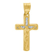 10kt Yellow Gold Unisex Cubic-Zirconia Polished Finish Crucifix Cross Religious Charm Pendant