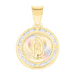 10kt Tri-Color Gold Unisex Cubic-Zirconia Guadalupe Religious Charm Pendant