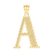 10kt Yellow Gold Unisex Diamond-Cut Initial Letter A Charm Pendant
