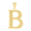 10kt Yellow Gold Unisex Diamond-Cut Initial Letter B Charm Pendant