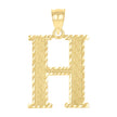 10kt Yellow Gold Unisex Diamond-Cut Initial Letter H Charm Pendant