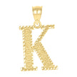 10kt Yellow Gold Unisex Diamond-Cut Initial Letter K Charm Pendant