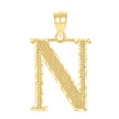 10kt Yellow Gold Unisex Diamond-Cut Initial Letter N Charm Pendant