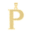 10kt Yellow Gold Diamond-Cut Mens Letter P Initial Charm Pendant
