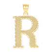 10kt Yellow Gold Unisex Diamond-Cut Initial Letter R Charm Pendant