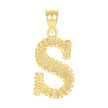10kt Yellow Gold Unisex Diamond-Cut Initial Letter S Charm Pendant