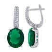 925 Sterling Silver Womens Green Cubic Zirconia Dangle Earrings