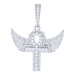 925 Sterling Silver Mens Cubic-Zirconia Egyptian Flying Ankh Cross Religious Charm Pendant