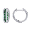 925 Sterling Silver Womens Green White Cubic-Zirconia Fashion Hoop Earrings