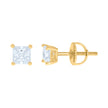 925 Sterling Silver Yellow-Tone Womens Cubic Zirconia Square Classic Studs Earrings