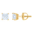 925 Sterling Silver Yellow-Tone Womens Cubic Zirconia Square Classic Studs Earrings
