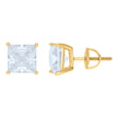 925 Sterling Silver Yellow-Tone Womens Cubic Zirconia Square Classic Studs Earrings