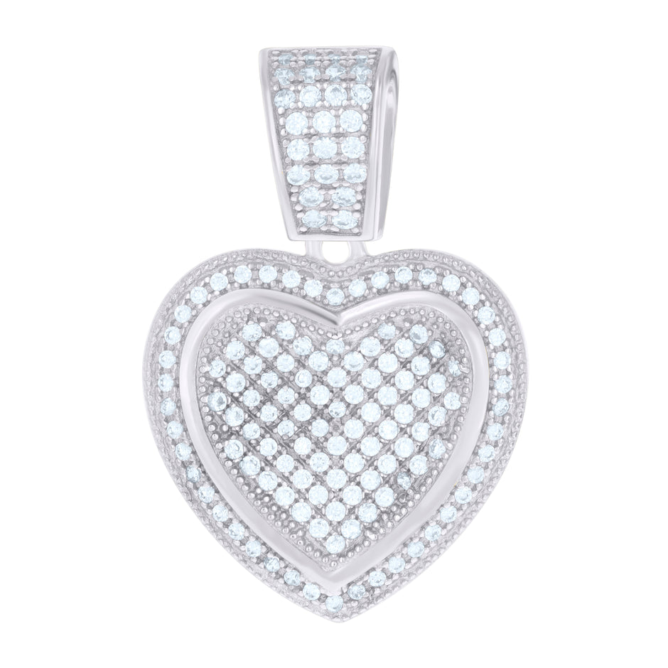 925 Sterling Silver Womens Cz Heart Charm Pendant