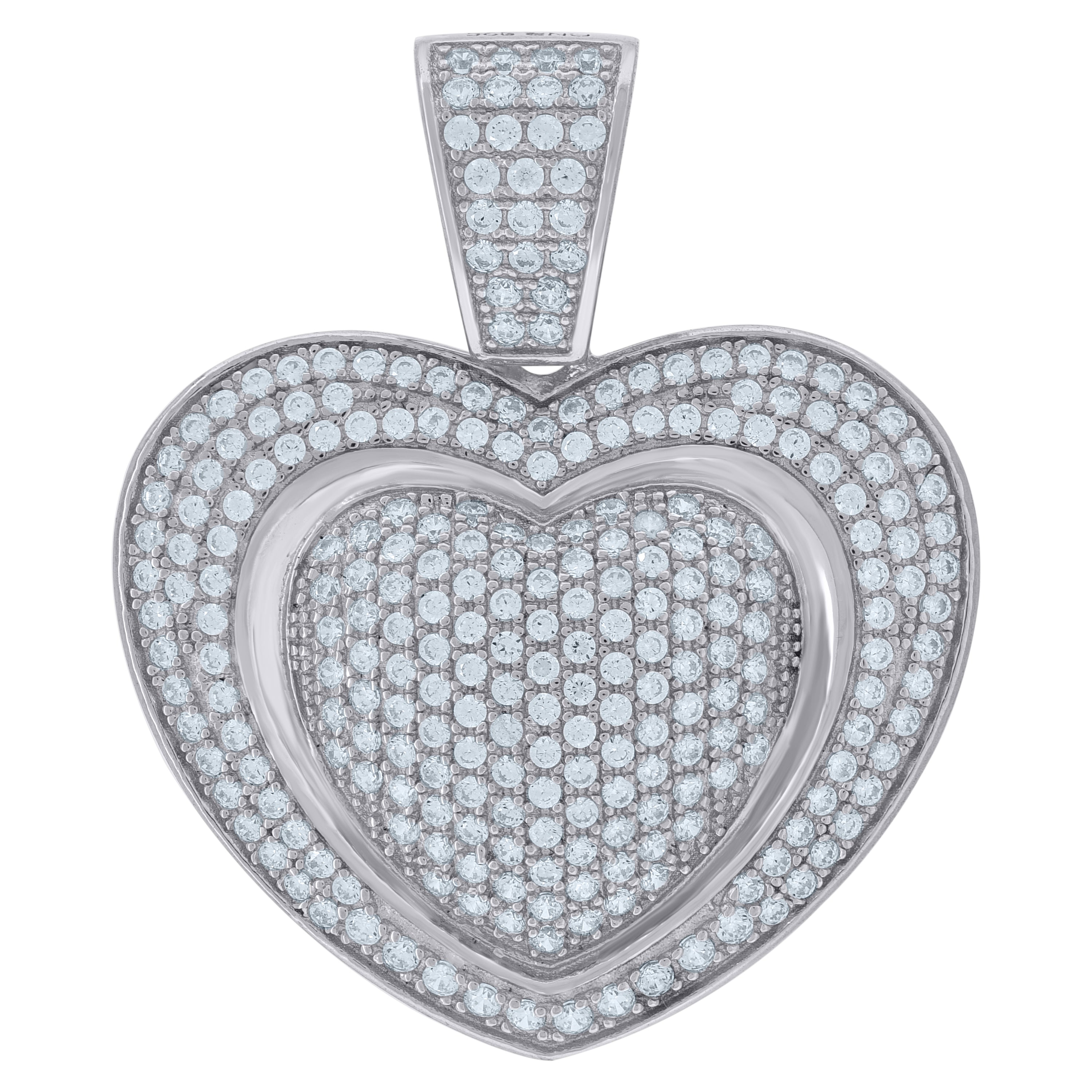 925 Sterling Silver Womens Cz Heart Charm Pendant