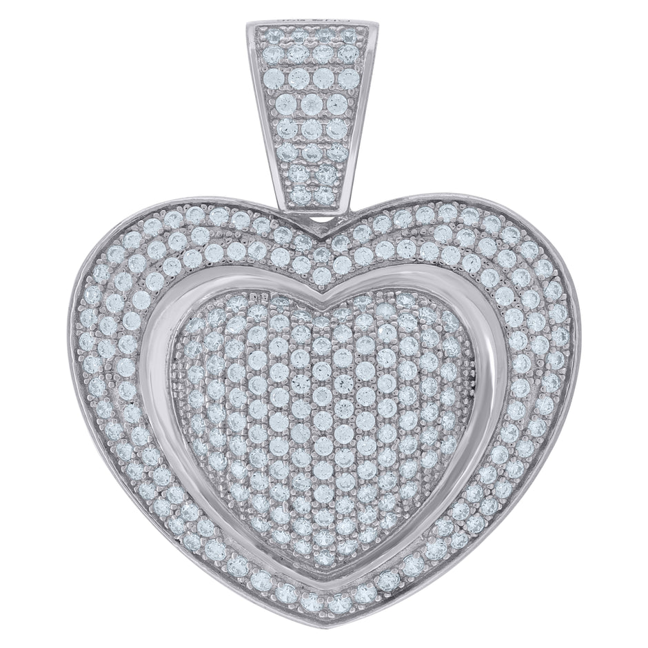 925 Sterling Silver Womens Cz Heart Charm Pendant
