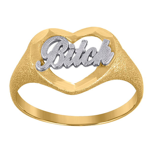 10kt Two-Tone Gold Mens Dc Heart Band Ring
