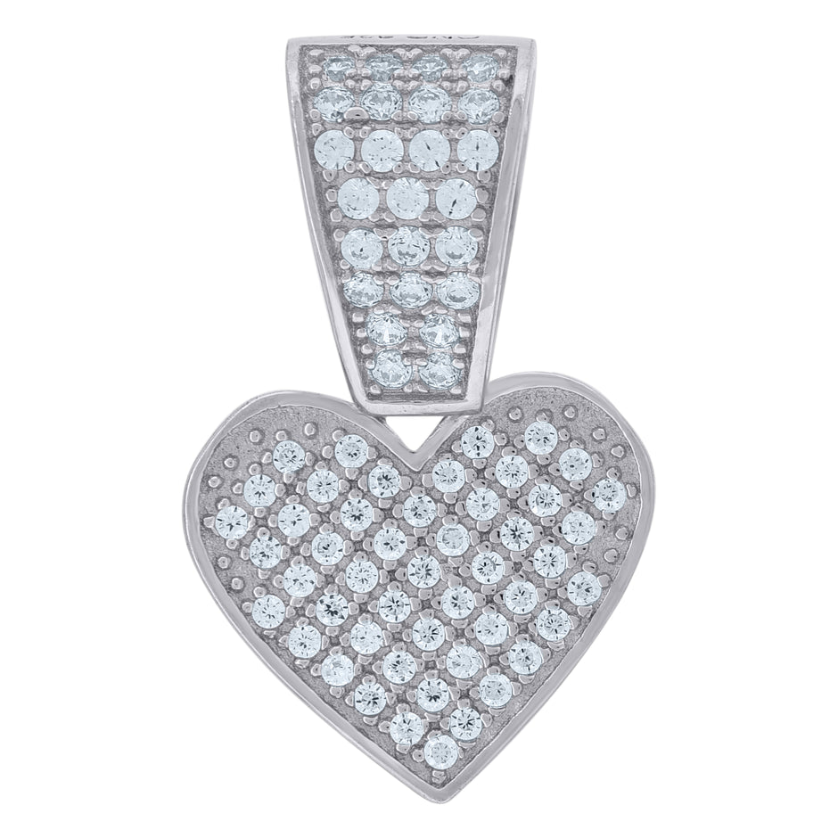 925 Sterling Silver Womens Cz Heart Charm Pendant