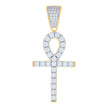 925 Sterling Silver Yellow-Tone Unisex Cubic-Zirconia Ankh Cross Religious Charm Pendant