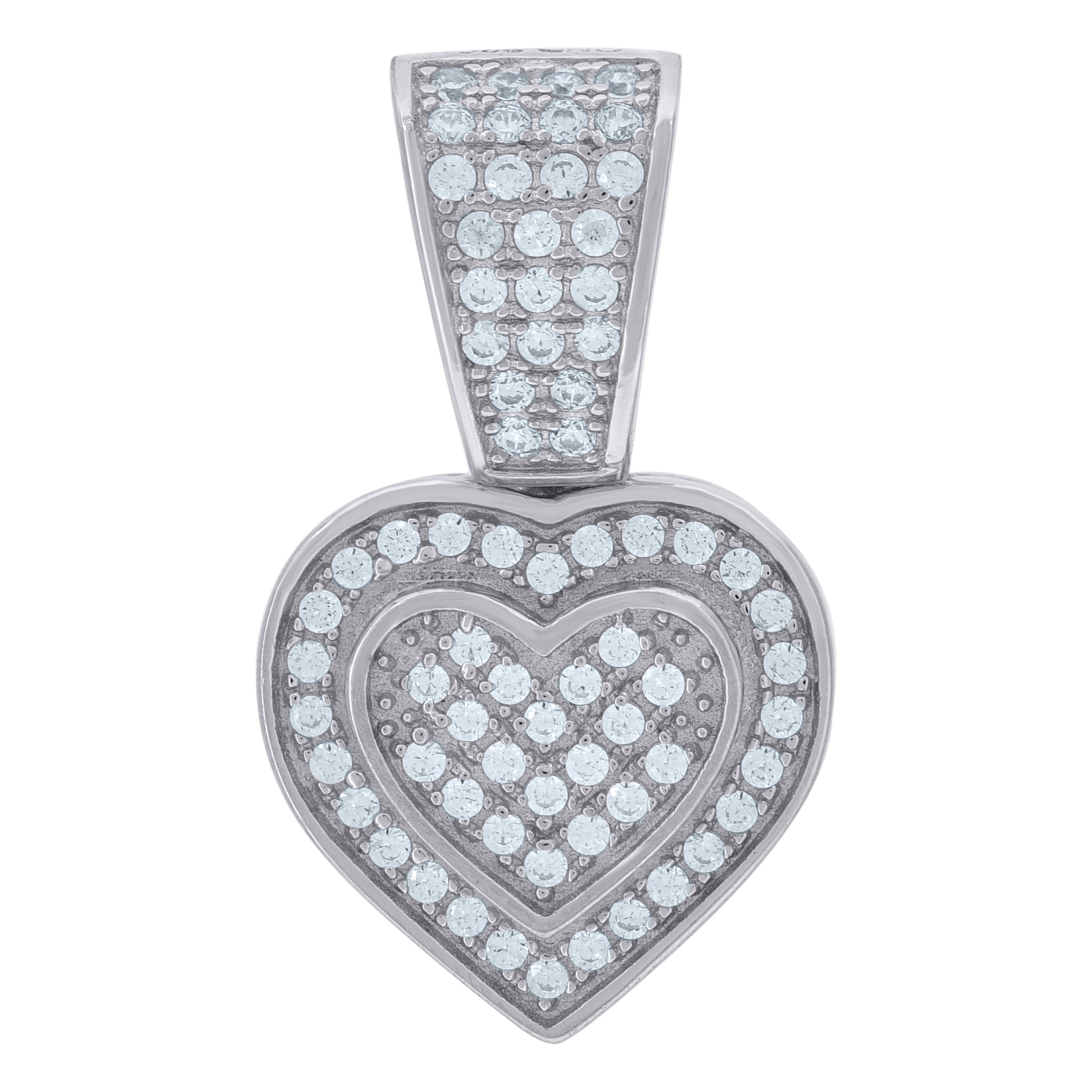 925 Sterling Silver Womens Cz Heart Charm Pendant