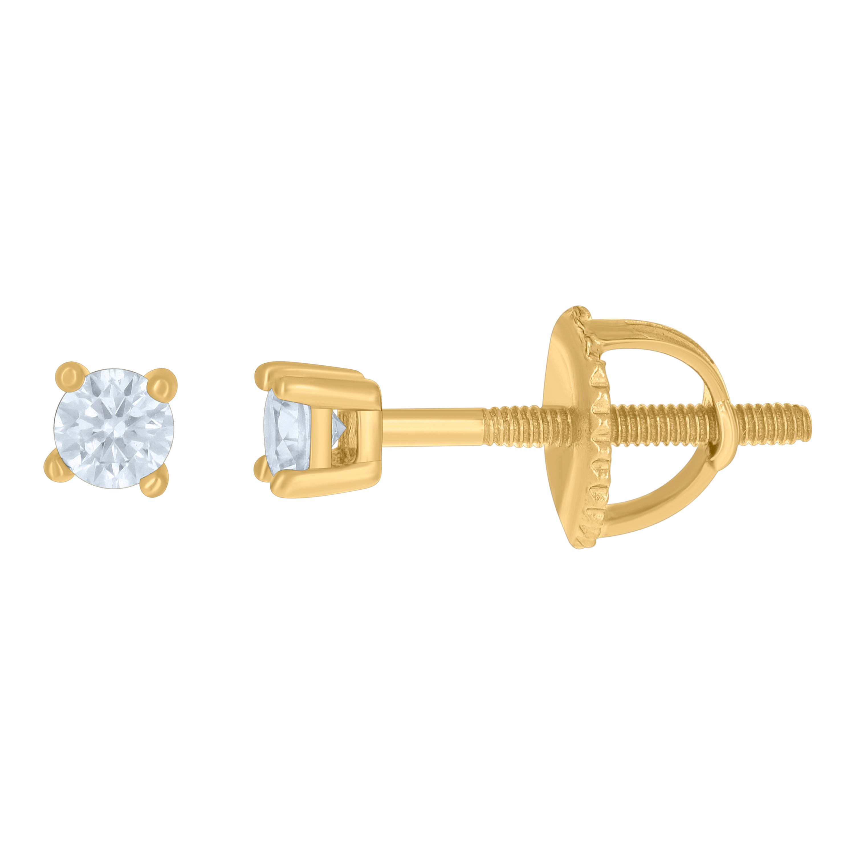 925 Sterling Silver Yellow-Tone Womens Cubic Zirconia Round Classic Studs Earrings