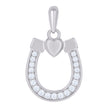 925 Sterling Silver Womens Cubic-Zirconia Horseshoe Good Luck Charm Pendant