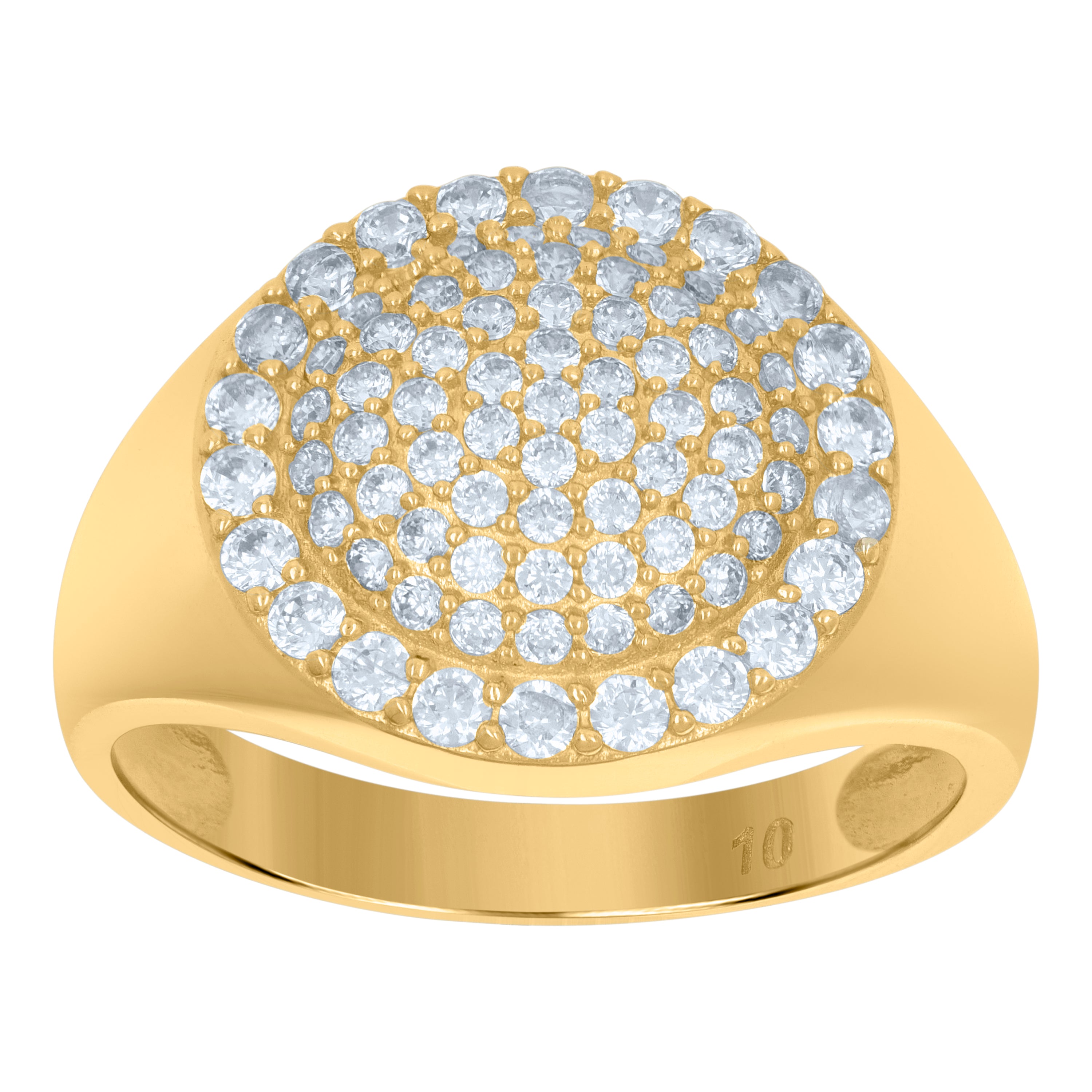 10kt Yellow Gold Mens Round Cubic Zirconia Engagement Ring