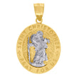 10kt Two-Tone Gold Unisex Textured Saint Christopher Pray For Us Religious Charm Pendant