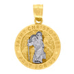 10kt Two-Tone Gold Unisex Textured Saint Christopher Pray For Us Religious Charm Pendant