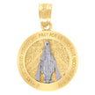 10kt Two-Tone Gold Unisex Textured O Mary Pray For Us Religious Charm Pendant