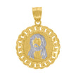 10kt Two-Tone Gold Unisex Diamond-Cut Jesus Religious Charm Pendant