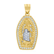 10kt Two-Tone Gold Unisex Cubic Zirconia Cubic-Zirconia Lady Of Guadalupe Religious Pendant