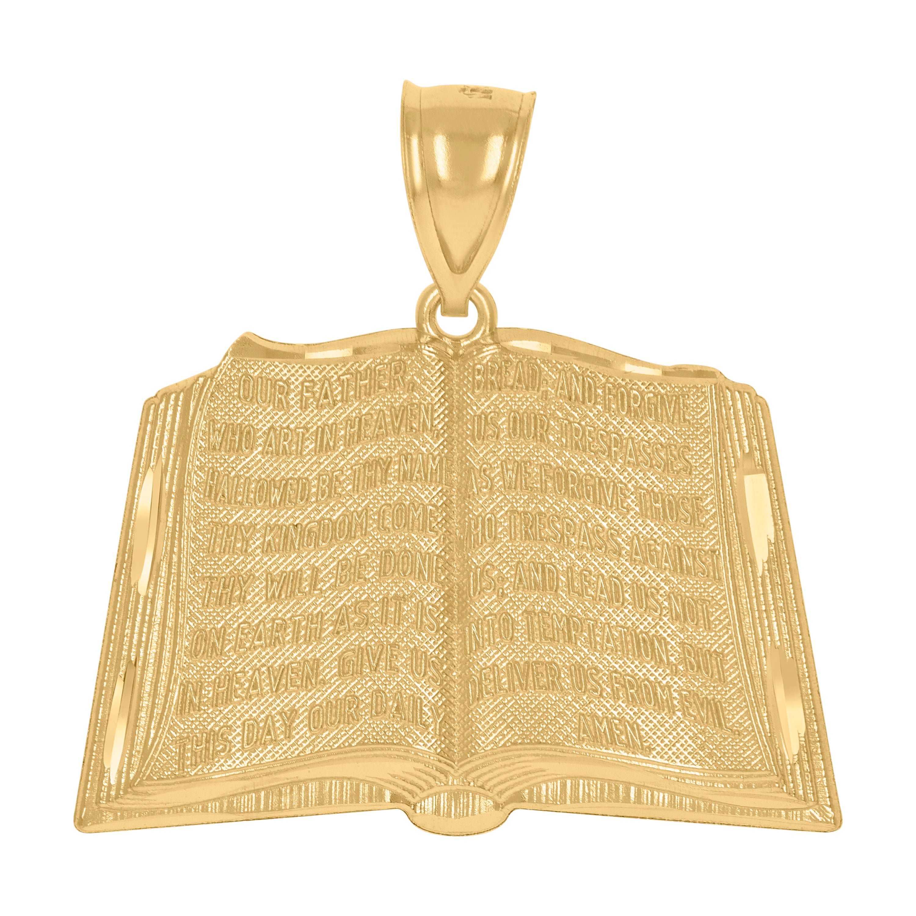 10kt Yellow Gold Unisex Diamond-Cut Religious Book Charm Pendant