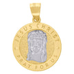 10kt Two-Tone Gold Mens Textured Jesus Pray For Us Religious Charm Pendant